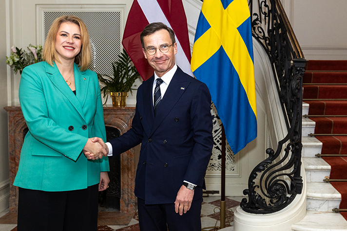 Statsminister Ulf Kristersson och Lettlands premiärminister Evika Siliņa.